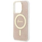 Guess GUHMP15LH4STP Pink HardCase IML 4G MagSafe Kryt iPhone 15 Pro