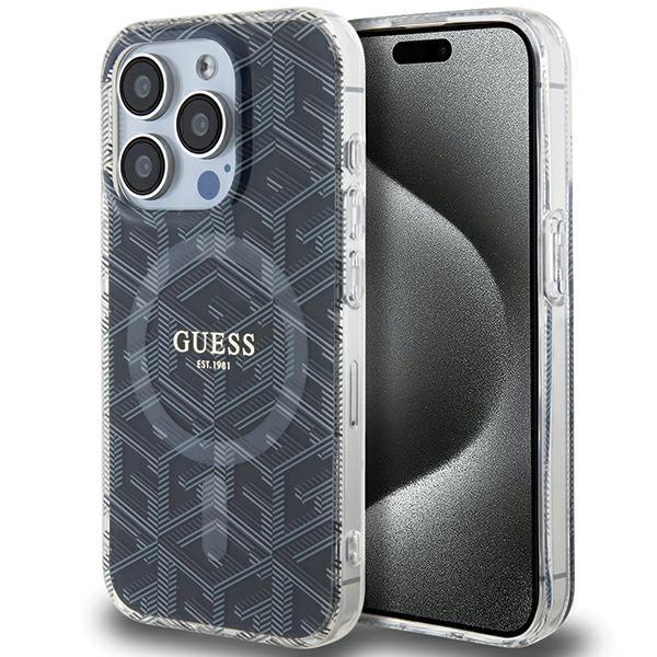 Guess GUHMP15XHGCUSTGK Black HardCase IML GCube MagSafe Kryt iPhone 15 Pro Max