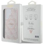 Guess GUHMS24LG4GFRP Pink Hardcase 4G Collection Leather Metal Logo MagSafe Kryt Samsung Galaxy S24 Ultra