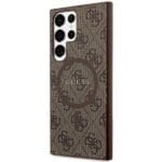 Guess GUHMS24LG4GFRW Brown Hardcase 4G Collection Leather Metal Logo MagSafe Kryt Samsung Galaxy S24 Ultra