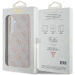 Guess GUHMS24MG4GFRP Pink Hardcase 4G Collection Leather Metal Logo MagSafe Kryt Samsung Galaxy S24 Plus