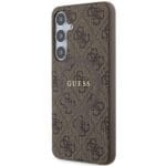 Guess GUHMS24MG4GFRW Brown Hardcase 4G Collection Leather Metal Logo MagSafe Kryt Samsung Galaxy S24 Plus