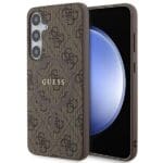 Guess GUHMS24MG4GFRW Brown Hardcase 4G Collection Leather Metal Logo MagSafe Kryt Samsung Galaxy S24 Plus