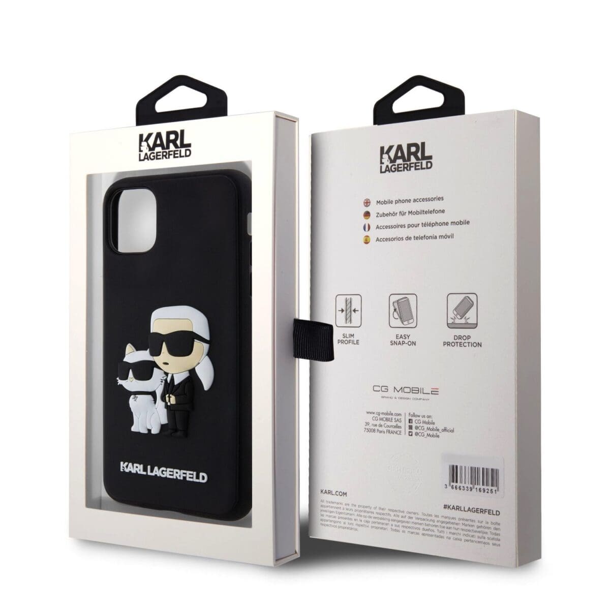 Karl Lagerfeld 3D Rubber Karl and Choupette Black Kryt iPhone 11