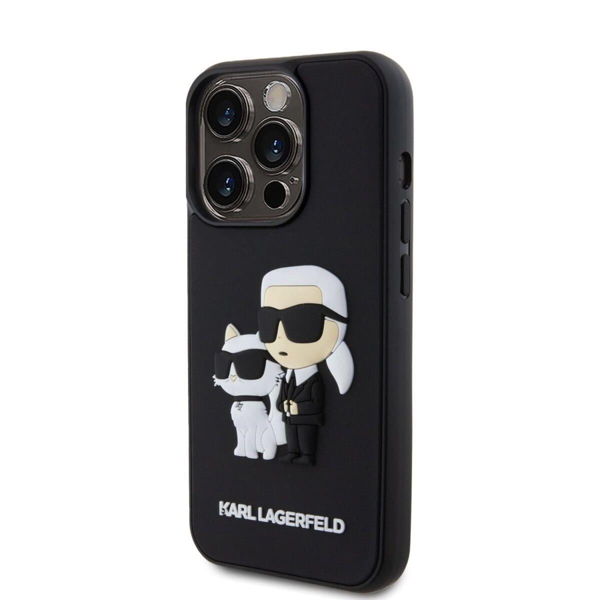 Karl Lagerfeld 3D Rubber Karl and Choupette Black Kryt iPhone 14 Pro