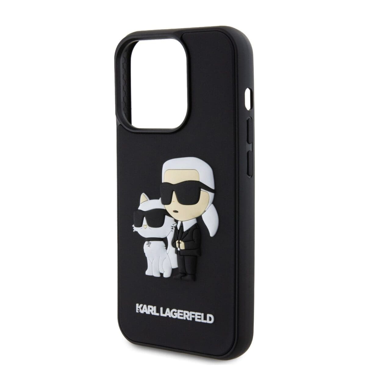 Karl Lagerfeld 3D Rubber Karl and Choupette Black Kryt iPhone 14 Pro