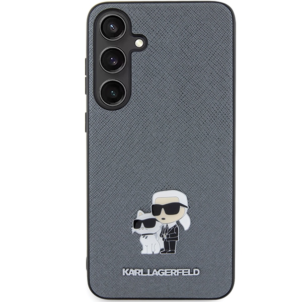 Karl Lagerfeld KLHCS24MPSAKCMPG S926 Hardcase Grey Saffiano Karl & Choupette Metal Pin Kryt Samsung Galaxy S24 Plus