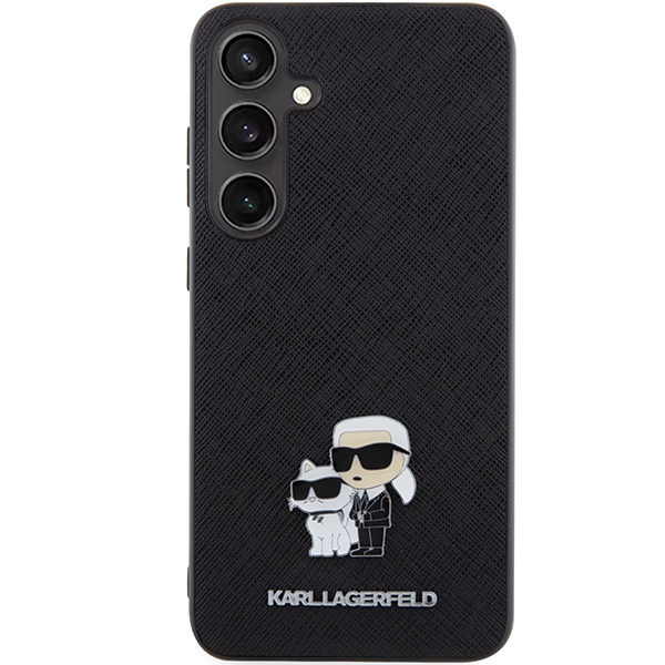 Karl Lagerfeld KLHCS24SPSAKCMPK S921 Hardcase Black Saffiano Karl & Choupette Metal Pin Kryt Samsung Galaxy S24