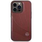 Mercedes MEHCP14L8ROLR Red HardCase Leather Wave Patern Kryt iPhone 14 Pro