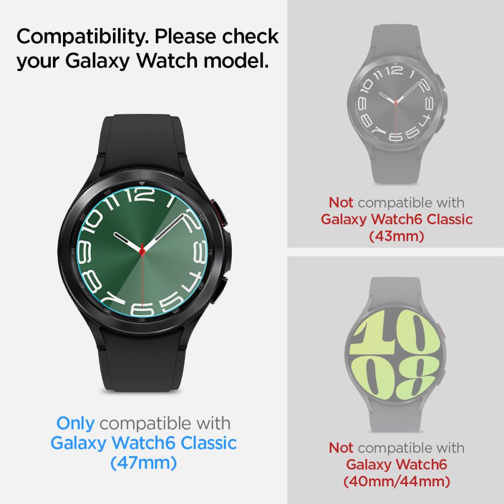 Spigen Glas.tr ”Ez-fit” 2-pack Galaxy Watch 6 Classic (47 mm) Clear