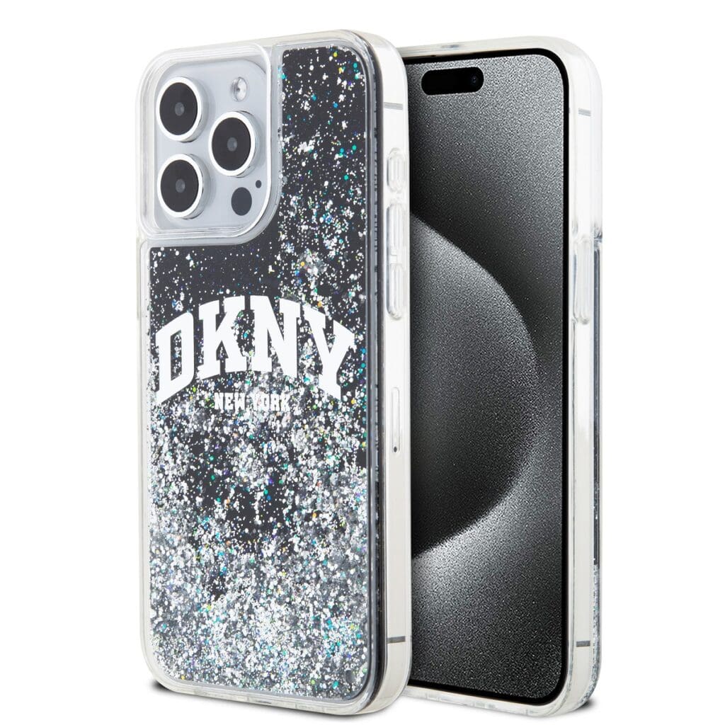DKNY Liquid Glitter Arch Logo Black Kryt iPhone 13 Pro Max