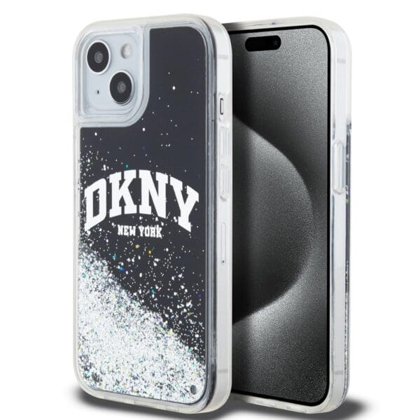 DKNY Liquid Glitter Arch Logo Black Kryt iPhone 15