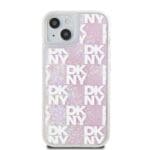 DKNY Liquid Glitter Checkered Pattern Pink Kryt iPhone 15