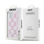 DKNY Liquid Glitter Checkered Pattern Pink Kryt iPhone 15