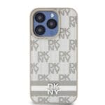 DKNY PU Leather Checkered Pattern and Stripe Beige Kryt iPhone 12/12 Pro