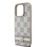 DKNY PU Leather Checkered Pattern and Stripe Beige Kryt iPhone 12/12 Pro