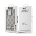 DKNY PU Leather Checkered Pattern and Stripe Beige Kryt iPhone 12/12 Pro