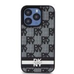 DKNY PU Leather Checkered Pattern and Stripe Black Kryt iPhone 12/12 Pro