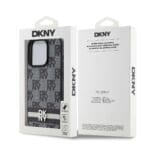 DKNY PU Leather Checkered Pattern and Stripe Black Kryt iPhone 12/12 Pro