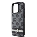 DKNY PU Leather Checkered Pattern and Stripe Black Kryt iPhone 13 Pro Max