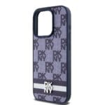 DKNY PU Leather Checkered Pattern and Stripe Blue Kryt iPhone 15 Pro Max