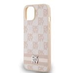 DKNY PU Leather Checkered Pattern and Stripe Pink Kryt iPhone 13