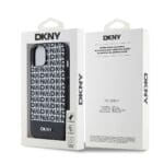 DKNY PU Leather Repeat Pattern Bottom Stripe MagSafe Black Kryt iPhone 13