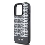 DKNY PU Leather Repeat Pattern Bottom Stripe MagSafe Black Kryt iPhone 14 Pro