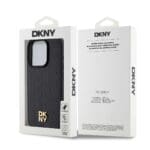 DKNY PU Leather Repeat Pattern Stack Logo MagSafe Black Kryt iPhone 14 Pro Max