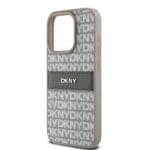 DKNY PU Leather Repeat Pattern Tonal Stripe Beige Kryt iPhone 15 Pro