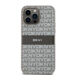 DKNY PU Leather Repeat Pattern Tonal Stripe Beige Kryt iPhone 15 Pro Max