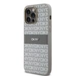 DKNY PU Leather Repeat Pattern Tonal Stripe Beige Kryt iPhone 15 Pro Max