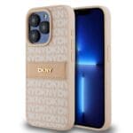 DKNY PU Leather Repeat Pattern Tonal Stripe Pink Kryt iPhone 15 Pro