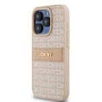 DKNY PU Leather Repeat Pattern Tonal Stripe Pink Kryt iPhone 15 Pro