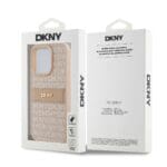 DKNY PU Leather Repeat Pattern Tonal Stripe Pink Kryt iPhone 15 Pro