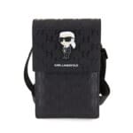 Karl Lagerfeld Saffiano Monogram Ikonik NFT Wallet Phone Bag Black