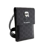 Karl Lagerfeld Saffiano Monogram Ikonik NFT Wallet Phone Bag Black