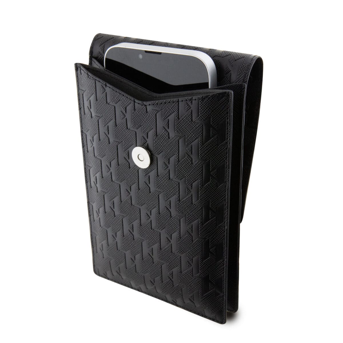 Karl Lagerfeld Saffiano Monogram Ikonik NFT Wallet Phone Bag Black