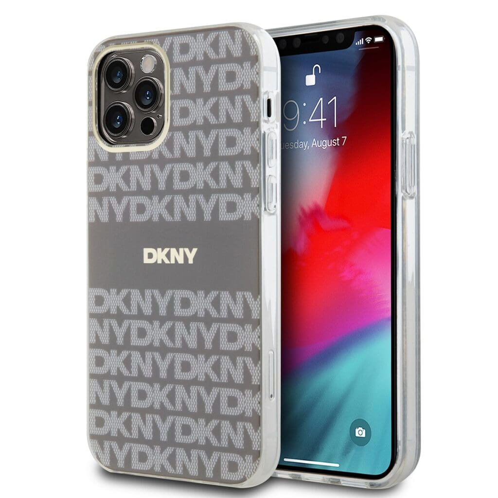 DKNY PC/TPU Repeat Pattern Tonal Stripe MagSafe Beige Kryt iPhone 12/12 Pro