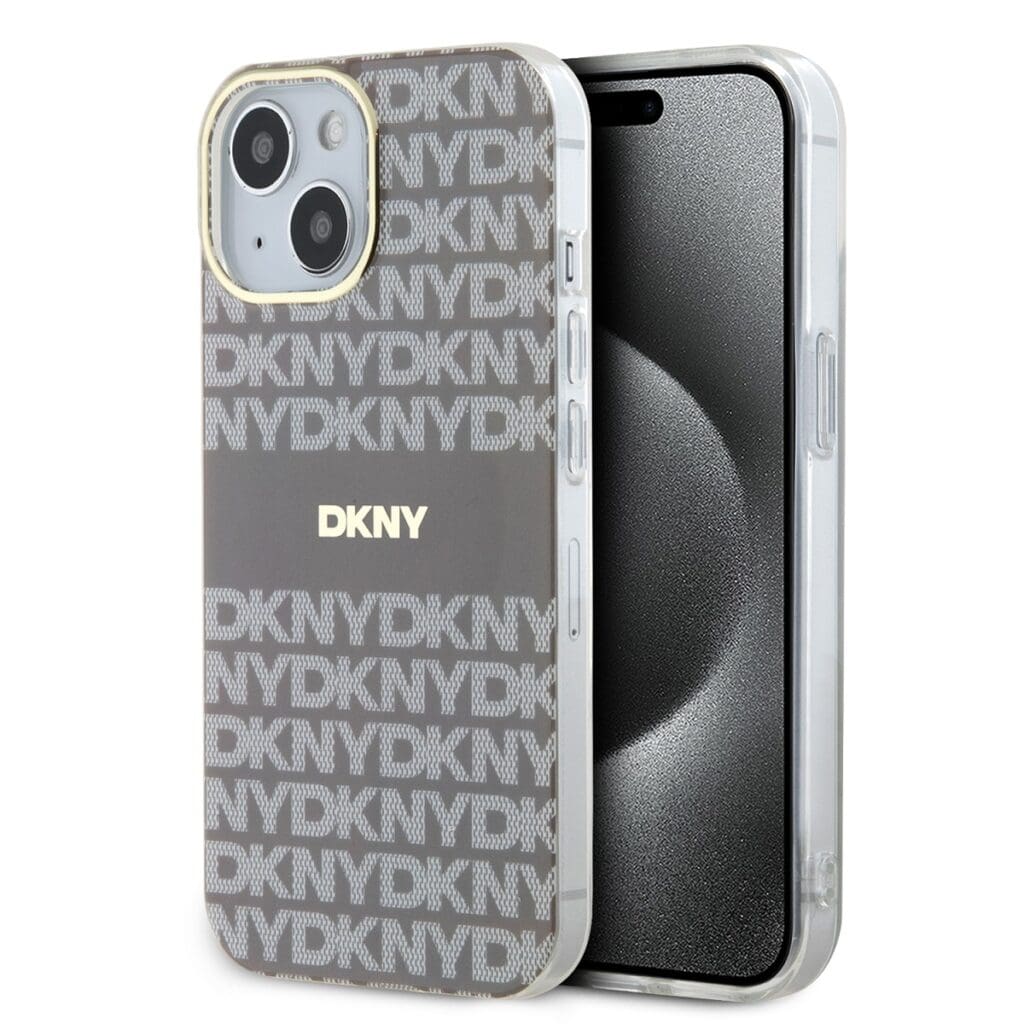 DKNY PC/TPU Repeat Pattern Tonal Stripe MagSafe Beige Kryt iPhone 13