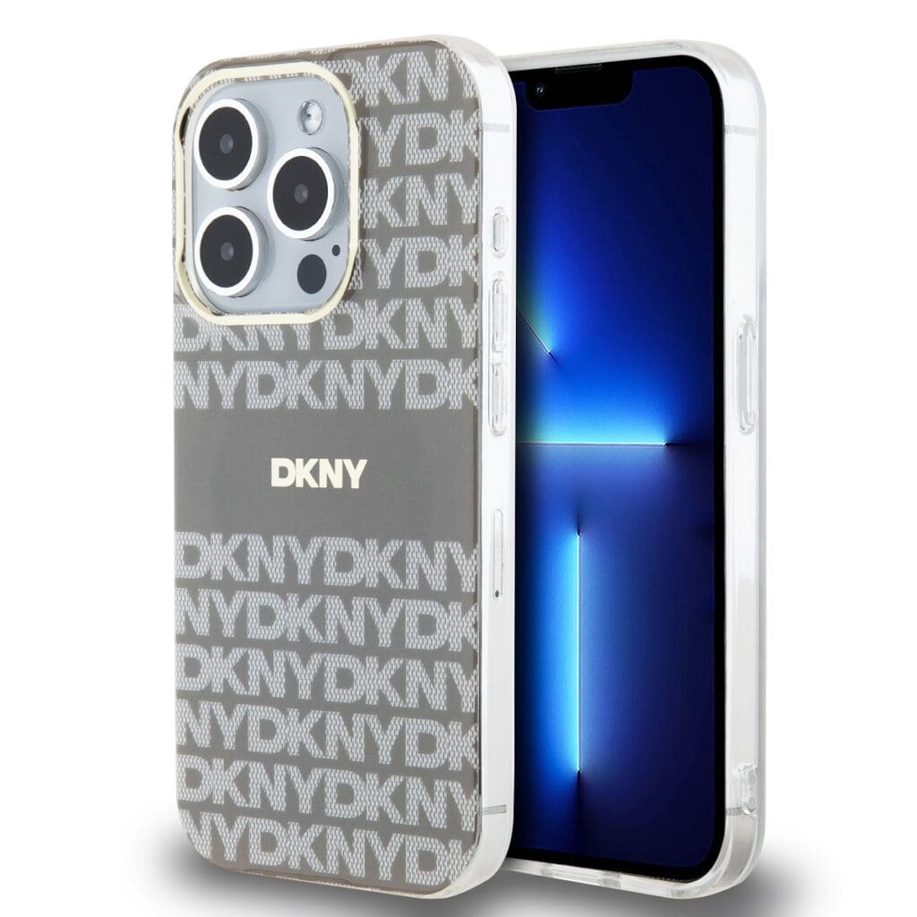 DKNY PC/TPU Repeat Pattern Tonal Stripe MagSafe Beige Kryt iPhone 13 Pro