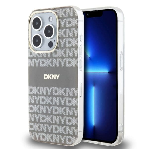 DKNY PC/TPU Repeat Pattern Tonal Stripe MagSafe Beige Kryt iPhone 13 Pro