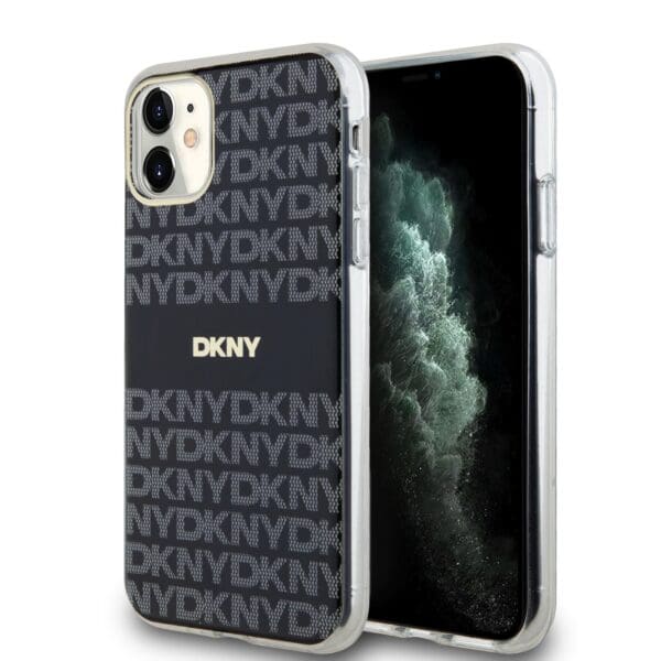 DKNY PC/TPU Repeat Pattern Tonal Stripe MagSafe Black Kryt iPhone 11