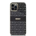 DKNY PC/TPU Repeat Pattern Tonal Stripe MagSafe Black Kryt iPhone 12/12 Pro