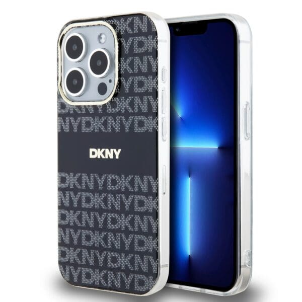 DKNY PC/TPU Repeat Pattern Tonal Stripe MagSafe Black Kryt iPhone 13 Pro