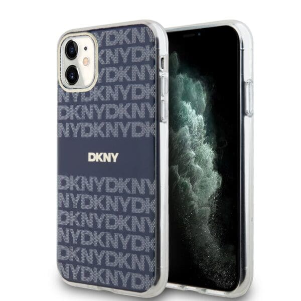 DKNY PC/TPU Repeat Pattern Tonal Stripe MagSafe Blue Kryt iPhone 11