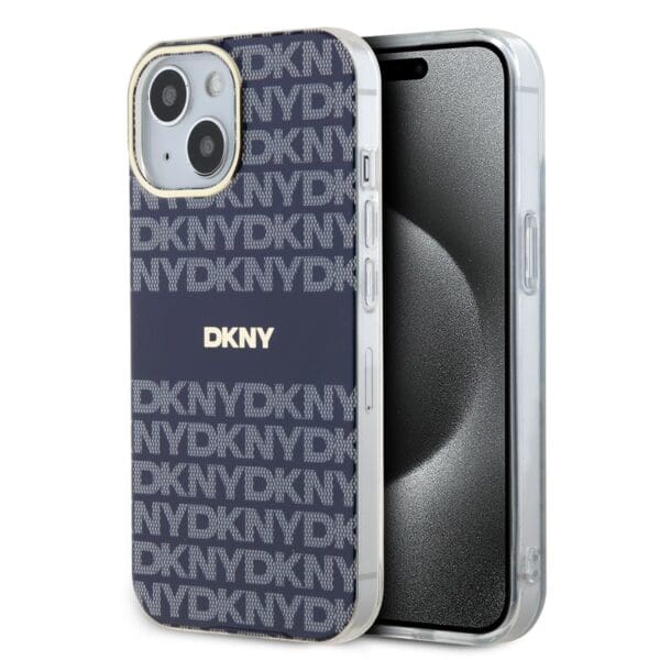 DKNY PC/TPU Repeat Pattern Tonal Stripe MagSafe Blue Kryt iPhone 13