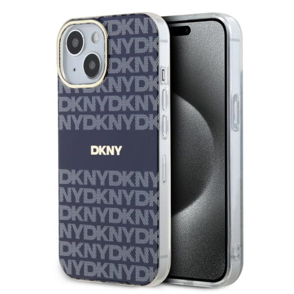 DKNY PC/TPU Repeat Pattern Tonal Stripe MagSafe Blue Kryt iPhone 15