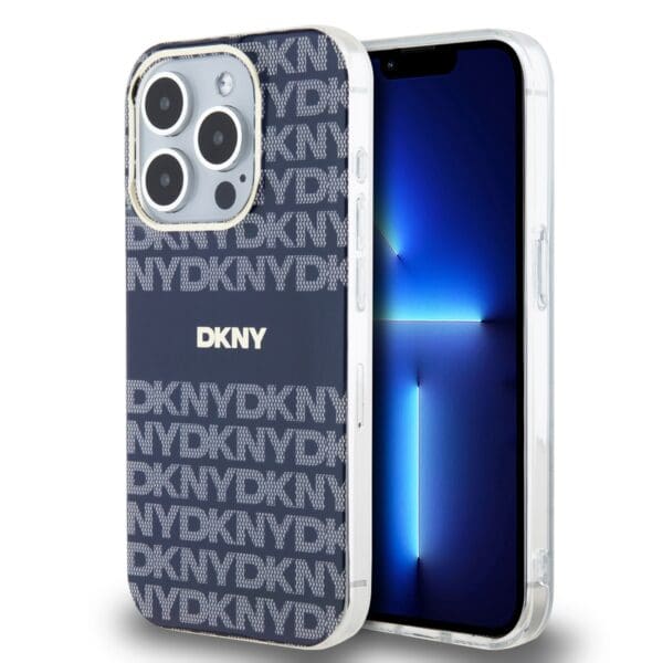 DKNY PC/TPU Repeat Pattern Tonal Stripe MagSafe Blue Kryt iPhone 15 Pro Max