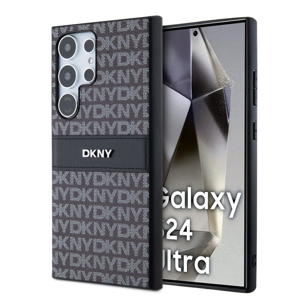 DKNY PC/TPU Repeat Pattern Tonal Stripe Samsung S24 Ultra Black Kryt Samsung Galaxy S24 Ultra